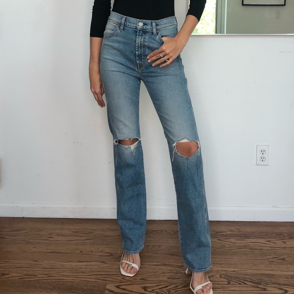 7 For All Mankind high waisted straight leg jeans